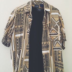 Causal Gold Pattern Button Up